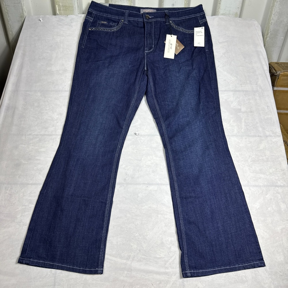 NWT Melissa McCarthy Seven7 Womens Bootcut Jeans Blue Denim Rhinestone Size 18